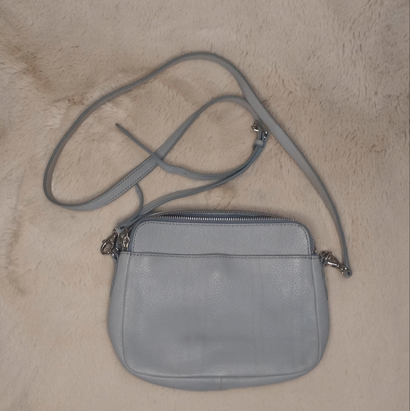 Fossil Pastel Icy Blue Pebbled Leather 2 Compartment Casual Adjustable Crossbody - Picture 3 of 7